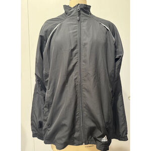 Adidas XL black reflective breathable lightweight full zip jacket zip pockets